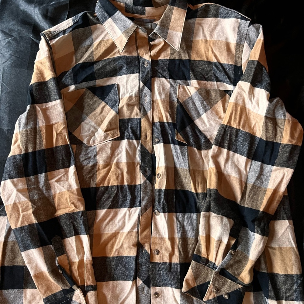 Natural Reflections Beige and Black Checkered Shirt